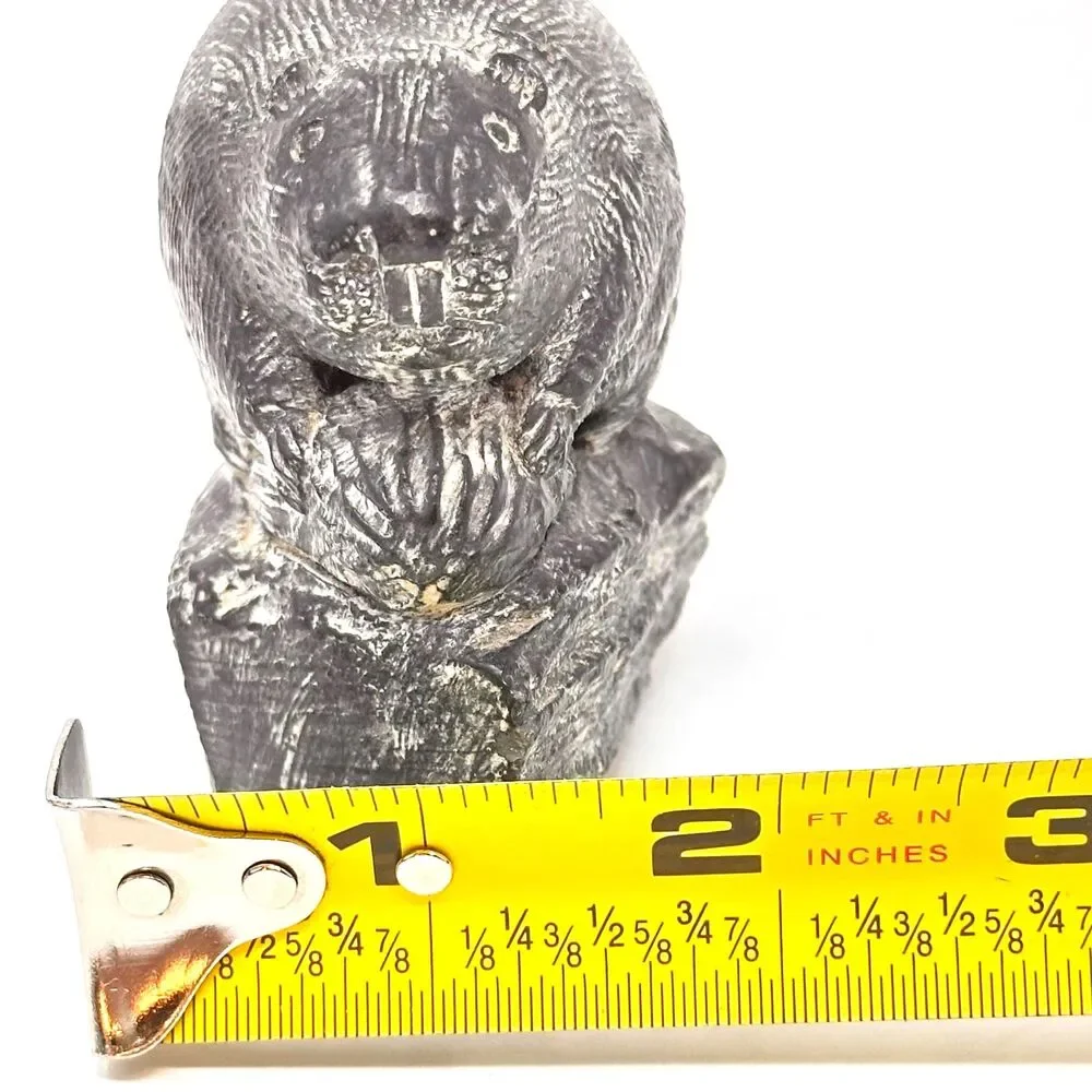 Vintage Wolf Original Beaver Figurine Canada Soapstone Style Art Sculpture